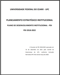 Capa da segunda revisão do PDI 2018-2022 da UFC