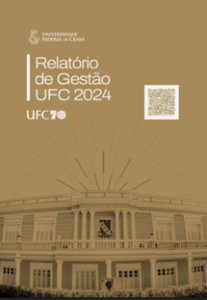 Capa do relatório de gestão com foto da reitoria e o título "relatório de gestão UFC 2024"